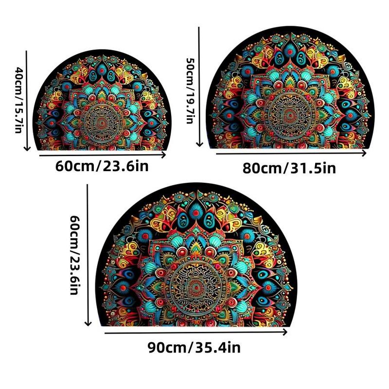 Boho Style Mandala Pattern Bathroom Mat, 1 Count Non-slip Soft Absorbent Rug, Decorative Door Mat for Home Bathroom Living Room Bedroom