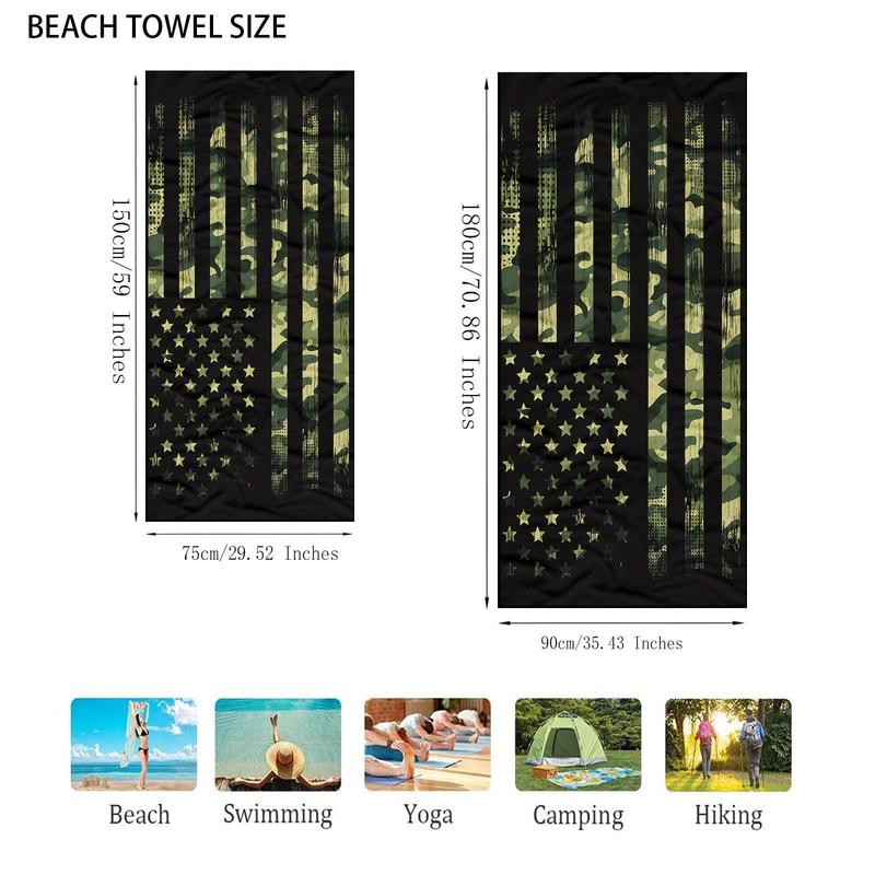 Star & Stripe Pattern Beach Towel, 1 Count Comfortable Foldable Soft Towel for Women & Men, Multifunctional Beach Towel, Mat for Swimming Pool, Travel Essentials