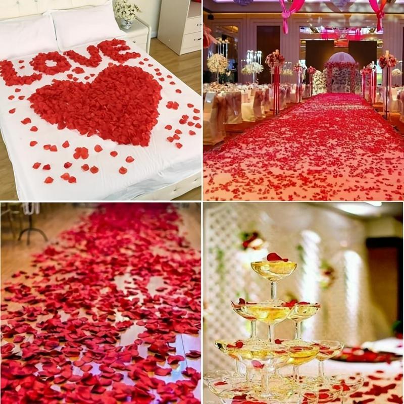 Red Rose Petal, 2000pcs pack Romantic Decorative Rose Petal, Room Decorative Plants Ornaments, Fake Flower for Home Wedding Engagement Party