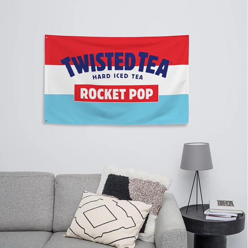 Rocket Pop Twisted Tea 3x5Ft Flags Tapestry for Man Cave Wall Indoor Outdoor Room Decor Bedroom College Dorm Banner with 4 Brass Grommets