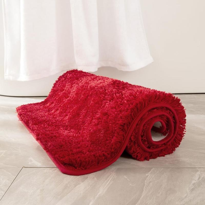 [fast delivery ] Christmas Red Bath Rugs for Bathroom - Soft and Absorbent Non-Slip Rug for Shower Bath and Toilet, Machine Washable, 16'' x 24'' Mats