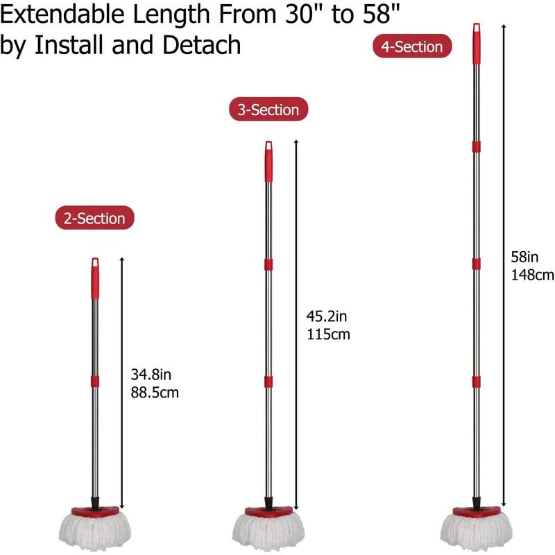 Spin Mop Replacement Handle - 4-Section 30