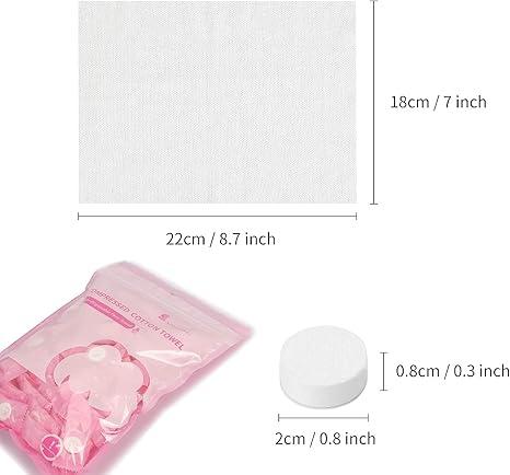 Compressed Towel 100 PCS Mini Tablets Disposable Portable Face Towel Cotton Coin Tissue for Travel, Camping, Hiking, Sport, Beauty Salon, Home Hand Wipes and Other Outdoor Activities Pink Kitchen Lightweight