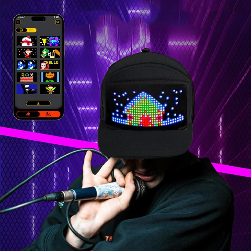 Led Display Hat, 1 Count USB Rechargeable Cool Light Up Hat with Multi-language Text & Image Editing, Party Hat for Street Dance Party, Holiday Party