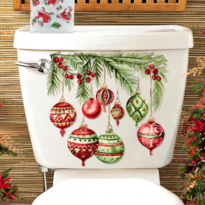 Christmas Themed Toilet Sticker, 1 Count Reusable Waterproof Toilet Lid Decal, Bathroom Decoration Supplies for Home Festival Party