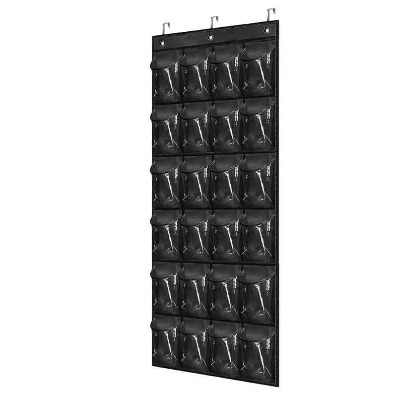 24-Pocket Over The Door Shoe Organizer with Hook, Closet Shoe Rack