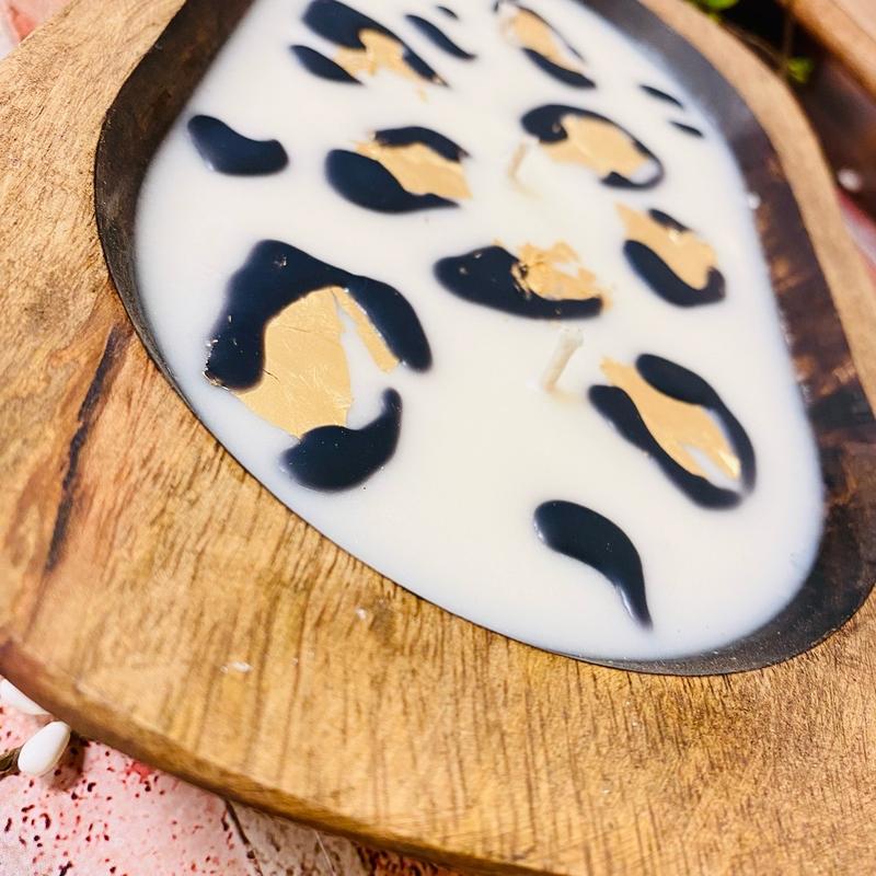 Gold Leopard Dough Bowl Candle