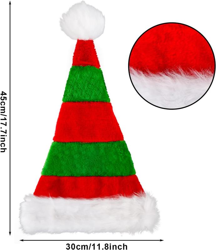 Santa Hat for Adults,Plush Christmas Hats with White  Xmas Hat for Christmas Holiday Party Decoration