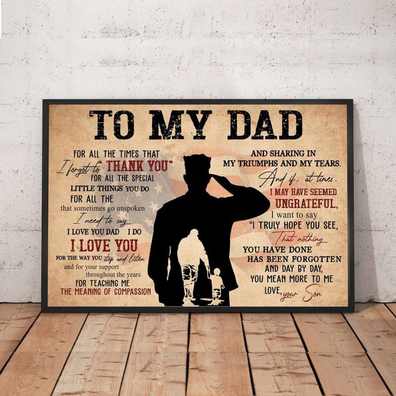 To My Dad Poster No Frame, Military Son Gift For Dad, Father's Day Gift, Army Dad Gift, Dad Gifts