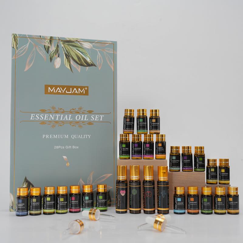 MAYJAM 28PCS Premium Essential Oil Set, Aromatherapy Oils for Aroma Diffuser, Air Freshener, Perfume, Fragrance, Candle, Soap, Christmas Scented Gifts