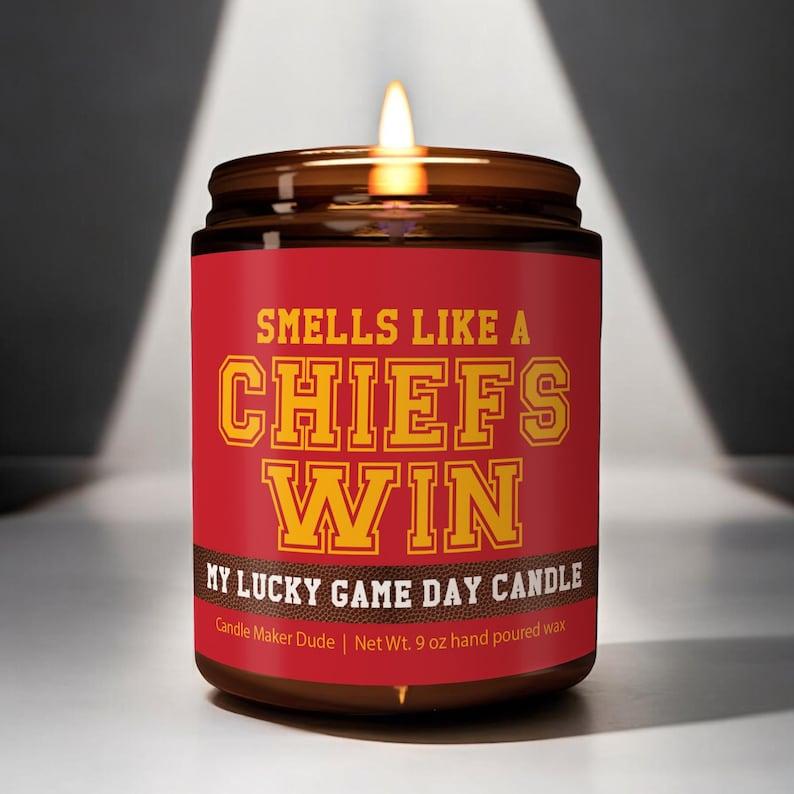 Smells Like a Chiefs Win Candle, Game Day Decor, Funny Chiefs Fan Gift, Lucky Chiefs Candle Unique, Christmas gift