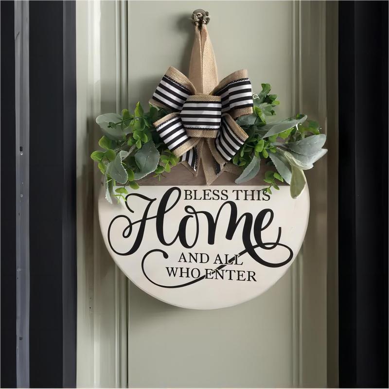 Round Wooden Letter Pattern Door Hanging Sign, 1 Count Welcome Home  Door Hanging Sign, Wall Hanging Decor for Home Living Room Bedroom Office Dining Room