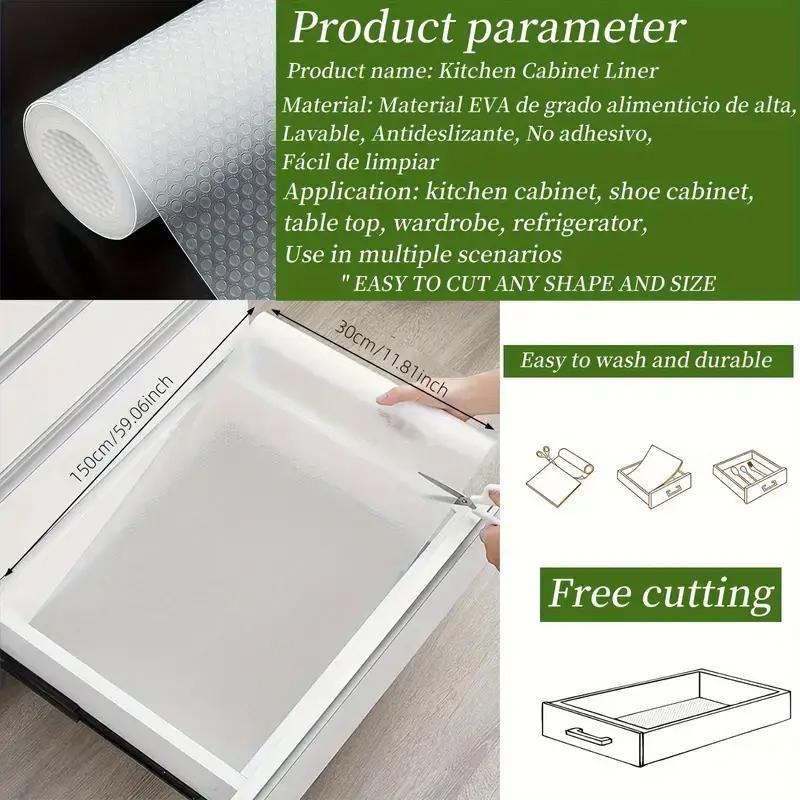 Kitchen Cabinet Liner, 1 Roll Moisture-proof Waterproof Dust-proof Kitchen Cabinet Drawer Liner, Non-slip Fridge Table Paper for Kitchen Cabinets