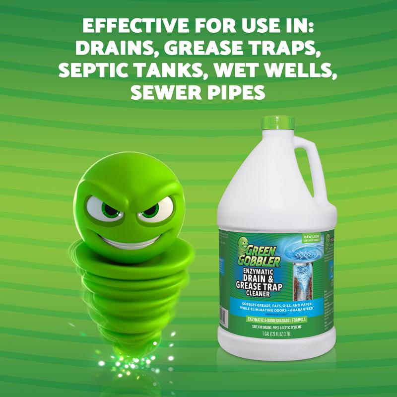 Green Gobbler Enzyme Maintenance Drain & Grease Trap Cleaner - safe for pipes