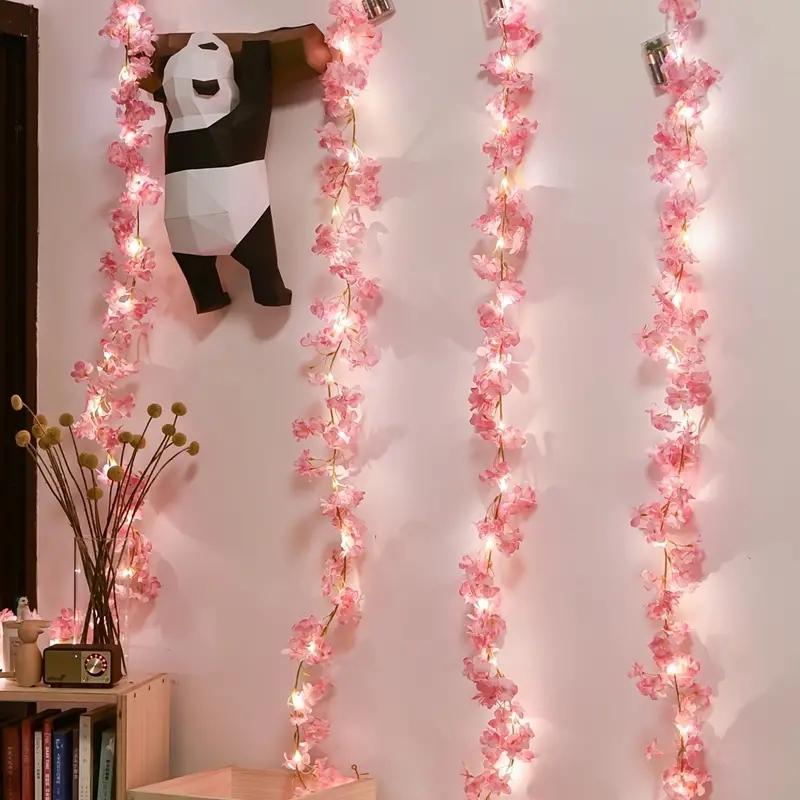 Christmas 2m Artificial Floral Vine Design String Light (1 Count), Valentine's Day Decor, Faux Cherry Blossom String Light, Decorative Light for Home Room Wedding Party, Valentines Gift Ideas