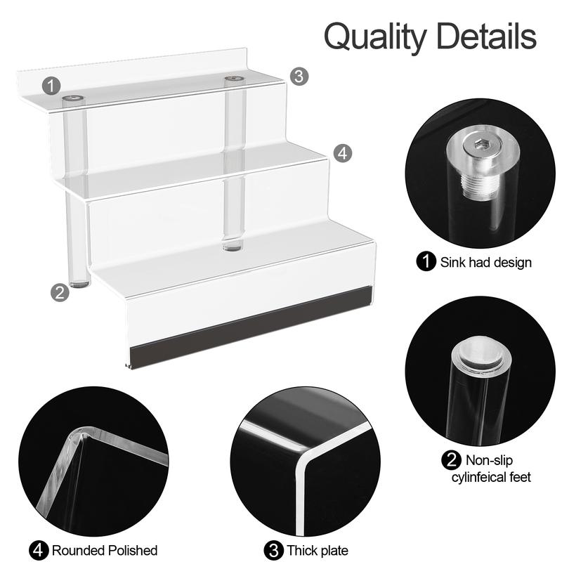 Stable desktop storage shelf  Acrylic Display Organizer with Led Light - 3 Tier Perfume Stand & Display Step Shelves Holder, Cologne Organizer for Men, Figures Stand, Porta Perfumes Para Tocador, Clear Cupcake Riser,  acrylic display Plastic Rack Decor