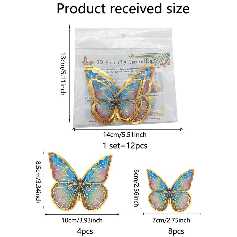 Butterfly Design Wall Sticker, 48pcs set Creative Wall Decal, Wall Art Decorative Sticker for Home Living Room Bedroom