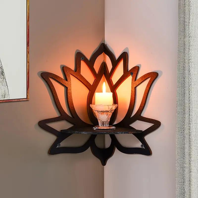 Lotus Shaped Wall Mounted , Creative Hollow out Design Wall Hanging Decor Rack, Multifunctional Wall Decor for Home Living Room Bedroom Shelf Shelves