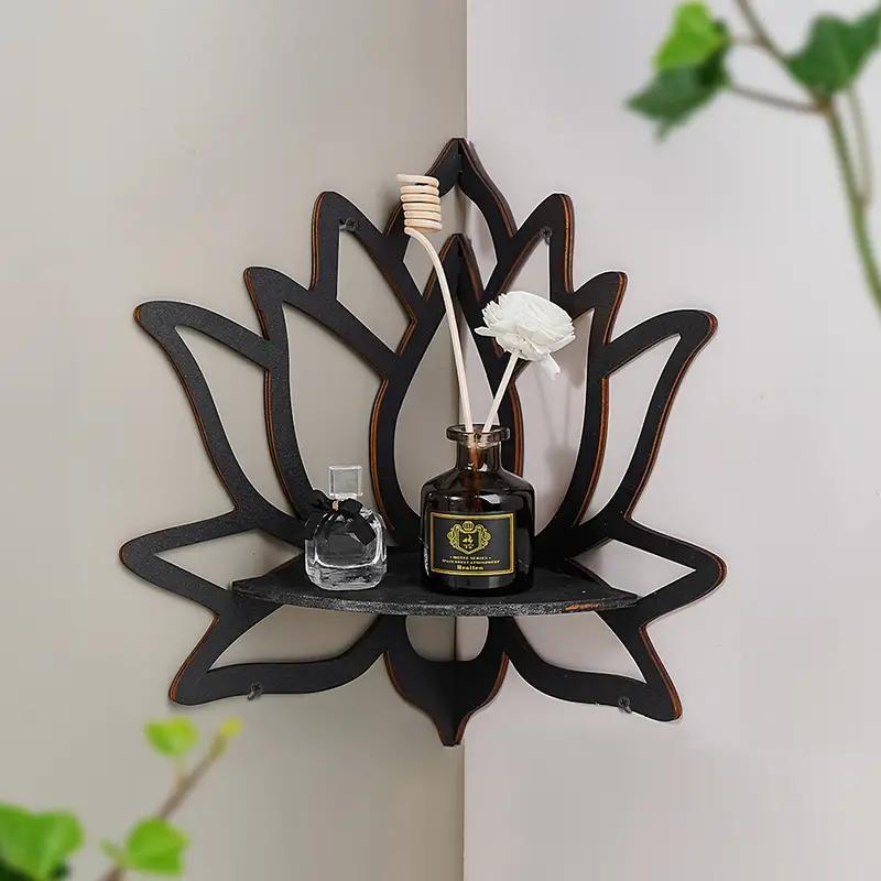 Lotus Shaped Wall Mounted , Creative Hollow out Design Wall Hanging Decor Rack, Multifunctional Wall Decor for Home Living Room Bedroom Shelf Shelves