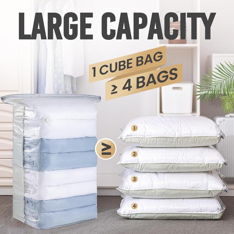 Vacuum Storage Bags 4 Pack, Space Saver Bags,  Cube (31x40x15 Inch),  Vacuum Sealer Bags for Comforters Blankets Bedding Duvet, Closet Organizers, Space Bags Vacuum Storage Bags