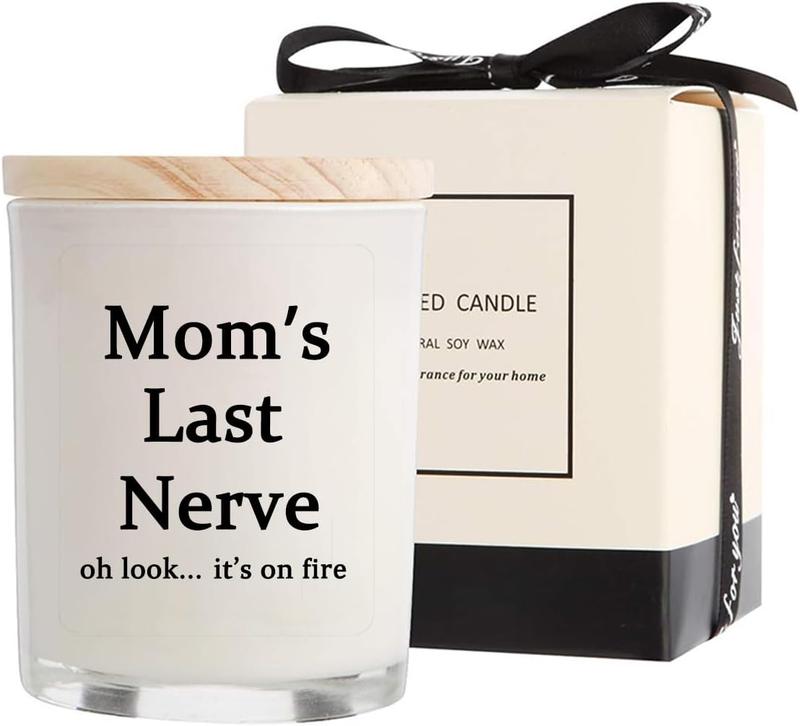 Mom's Last Nerve Candles Gifts for Mom from Daughter Son, Best Gifts, Funny Birthday & Mothers Day & Thanksgiving & Christmas Gifts, Vanilla Candles(5.8oz)