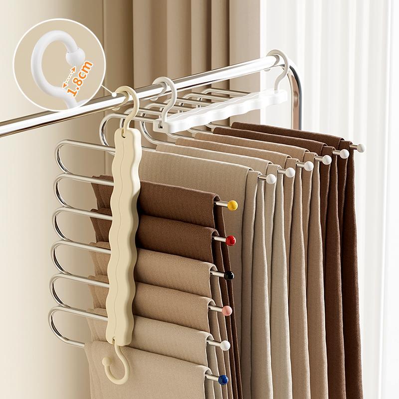 Foldable Pants Hanger, 1 Count Multi Layer Pants Hanger, Space Saving Multifunctional Storage Hangers for Home Closet