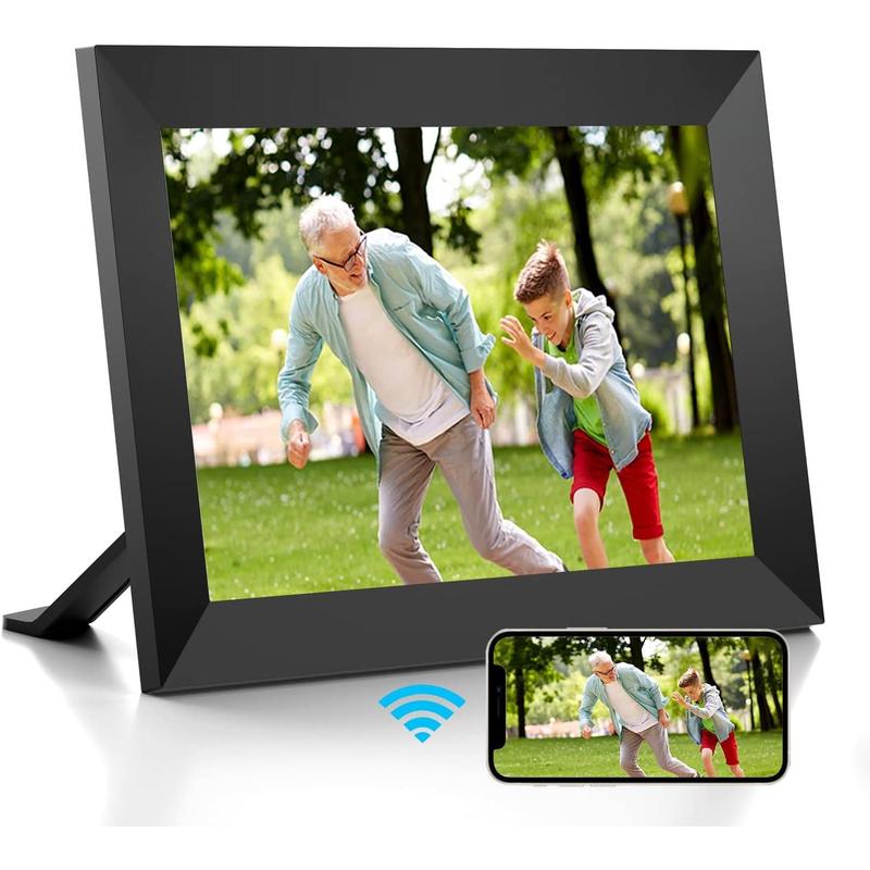 Frameo 10.1 Inch WiFi Digital Photo Frame with IPS Touch Screen HD Display, Easy to Send Picture and Video Remotely via APP from Anywhere, 16GB Large Storage, Auto Rotate, Slideshow, Wall Mountable