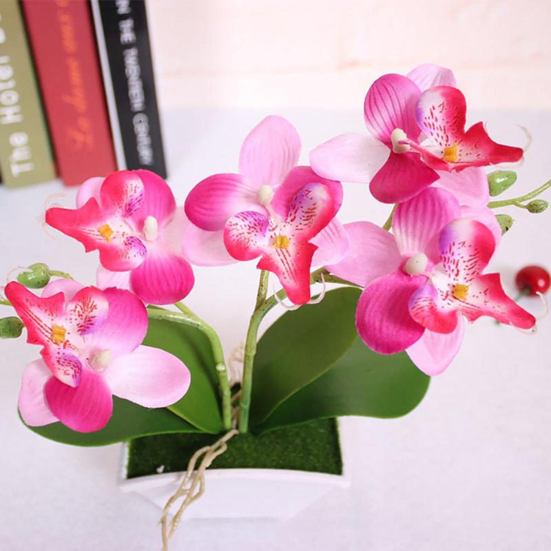 Artificial Butterfly Orchid Potted Plant, 1 Count Decorative Flowers & Plants for Home & Office Decor