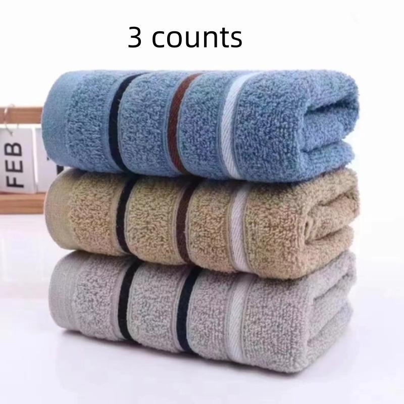 Soft Water Absorbent Towel, 3 Counts set Striped Pattern Bath Towel, Household Bathrobe for Home Bathroom, Bathroom Supplies