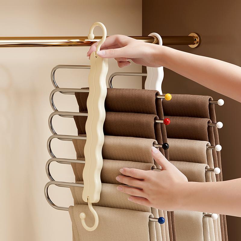 Foldable Pants Hanger, 1 Count Multi Layer Pants Hanger, Space Saving Multifunctional Storage Hangers for Home Closet