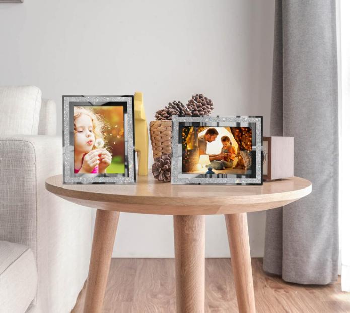 5x7 Picture Frames Set of 4, Glitter Glass Photo Frame for Tabletop Display, Gifts Picture Frame, Horizontally or Vertically