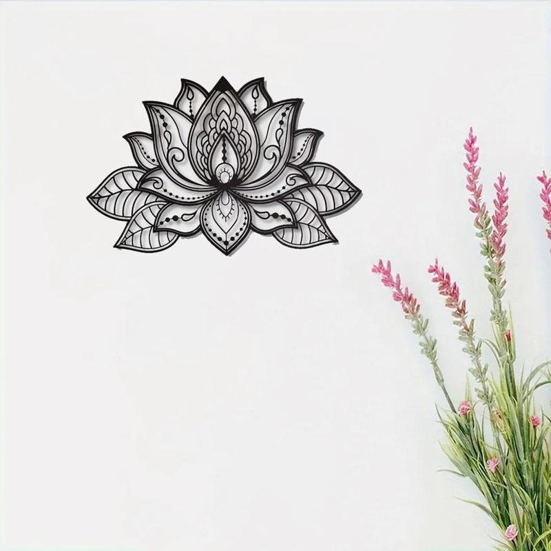 Lotus Design Wall Decor, 1 Count Iron Flower Pattern Wall Art, Wall Hanging Decor for Home Living Room Bedroom Study Room, Home Decor