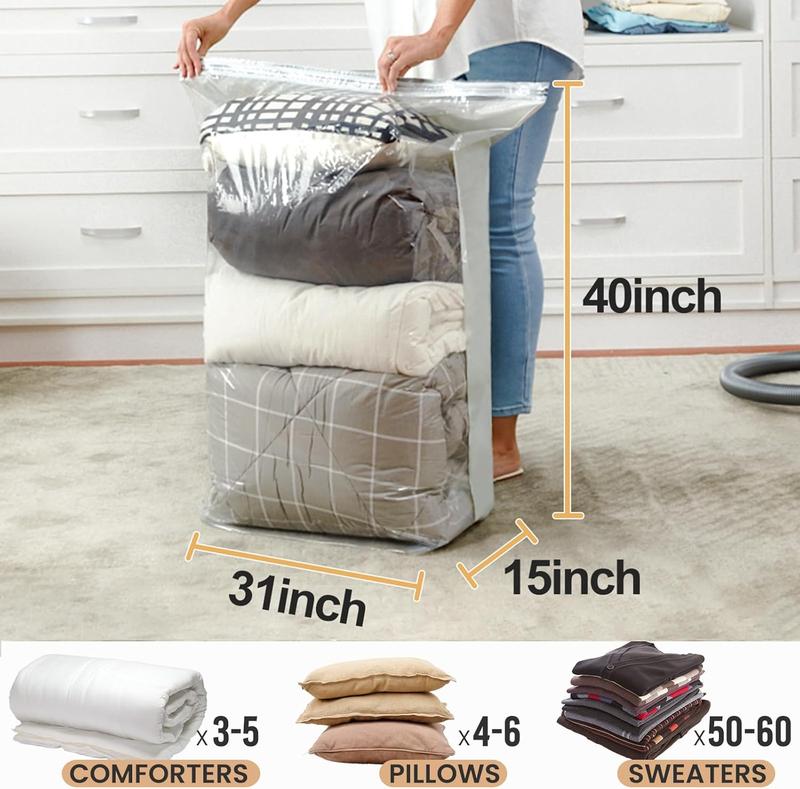 Vacuum Storage Bags 4 Pack, Space Saver Bags,  Cube (31x40x15 Inch),  Vacuum Sealer Bags for Comforters Blankets Bedding Duvet, Closet Organizers, Space Bags Vacuum Storage Bags