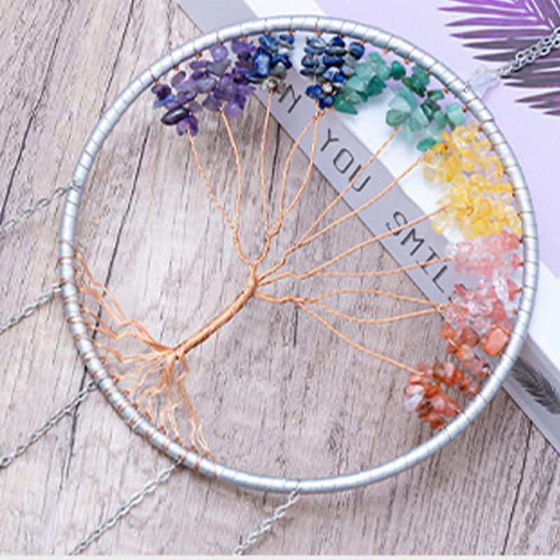 Natural Colorful Agate Dream Catcher, 1 Count Handmade Tree of Life Dream Catcher, Simple Hanging Ornament, Hanging Decor for Home Living Room Garden, Home Decor