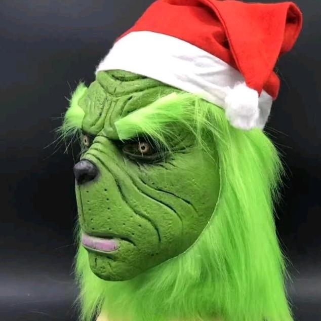 The Grinch Full Head Latex Mask Xmas Hat Monster Adult Costume Christmas Cosplay