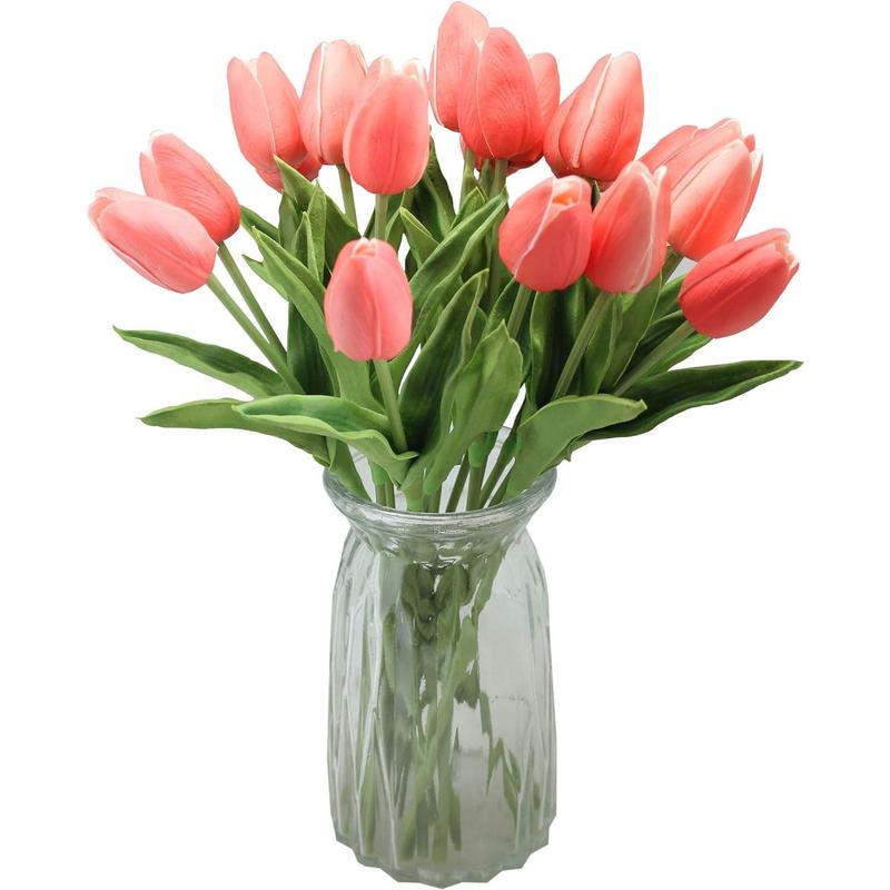 19 5000 10 Artificial Flower Mini Tulip Bouquet (Gradient Coral)