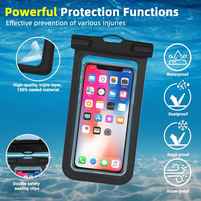 Waterproof Phone Pouch, 2 Counts Clear Waterproof Cell Phone Case Lanyard for iPhone 15 14 13 Pro Max Plus Galaxy S22 S23 Up To 7