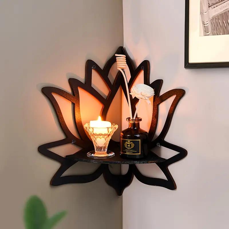 Lotus Shaped Wall Mounted , Creative Hollow out Design Wall Hanging Decor Rack, Multifunctional Wall Decor for Home Living Room Bedroom Shelf Shelves