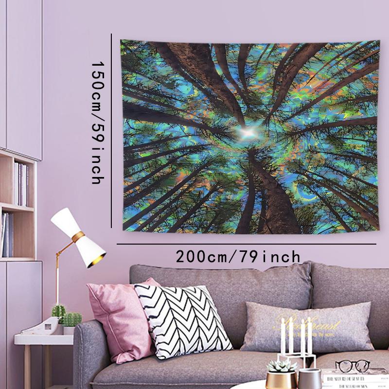 Forest Sky Pattern Tapestry, 1 Count Wall Hanging Decor, Aesthetic Tapestry for Bedroom Home Office Decor with Free Installation Accessories