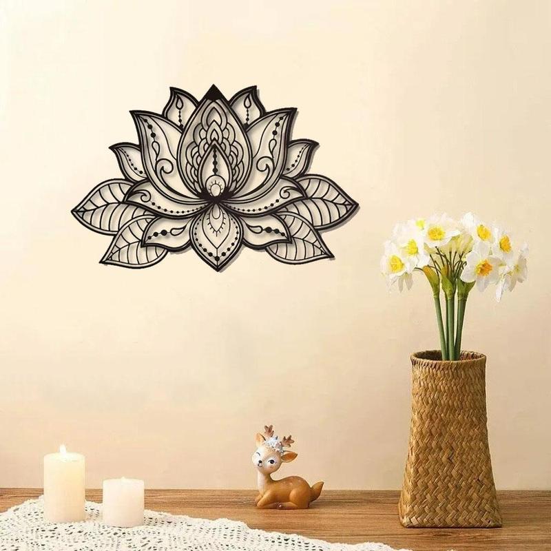 Lotus Design Wall Decor, 1 Count Iron Flower Pattern Wall Art, Wall Hanging Decor for Home Living Room Bedroom Study Room, Home Decor