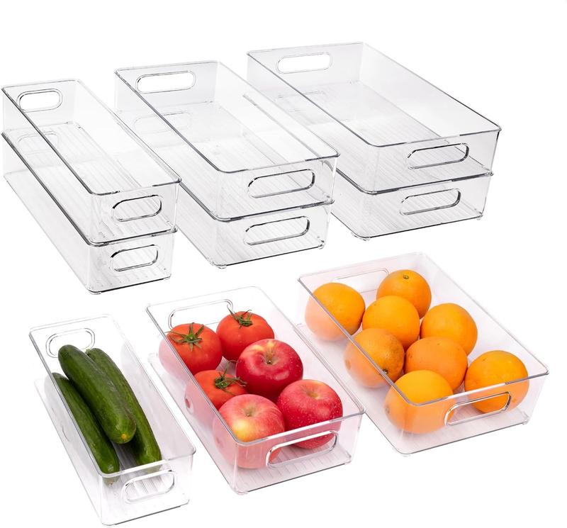 3 6 12Pcs Refrigerator Organizer Bins, 3 Sizes Stackable Clear Pantry Organizer  with Handles for Fridge, Freezer, Shelves, Drawer, Bins, Snack Organizer for Home & Kitchen,boxes,containers,cabinet,laundry,Birthday Gift Ideas,Plastic,Set  storage