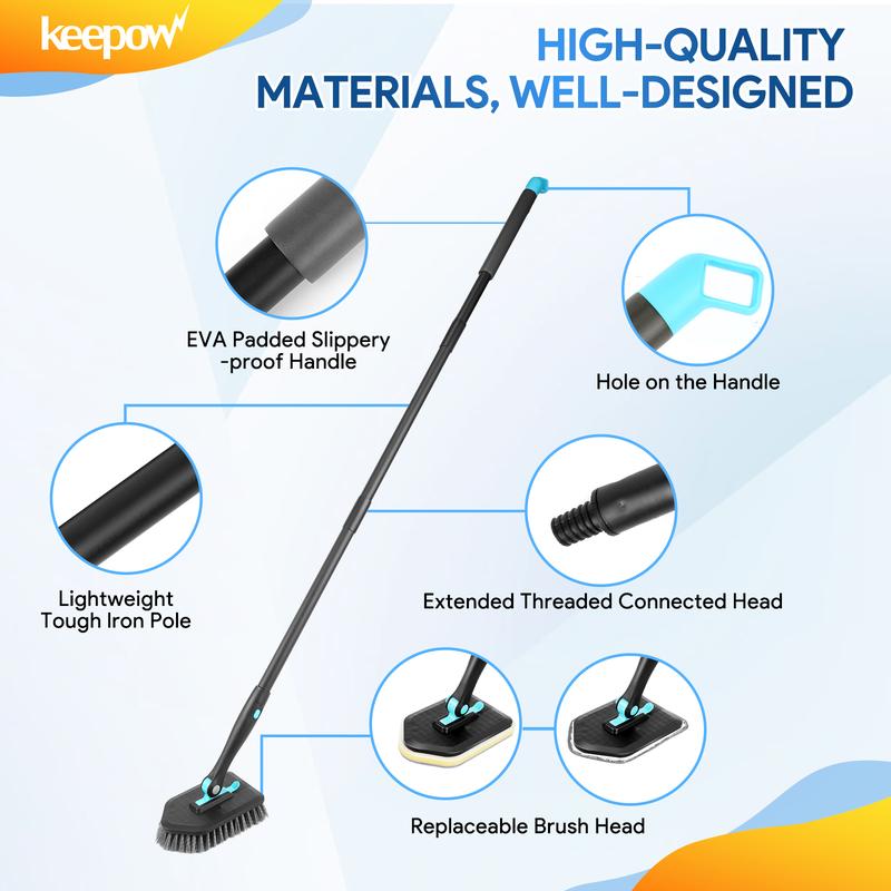 keepow 3in1 180 degree rotating multifunctional household long handle cleaning brush for bathroom floor toilet corner