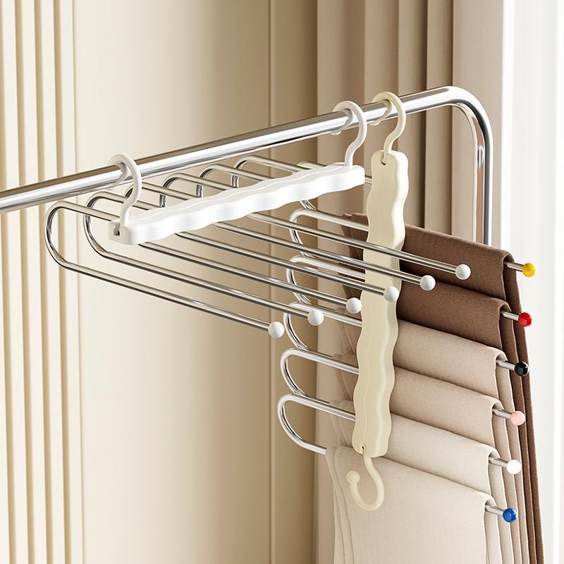 Foldable Pants Hanger, 1 Count Multi Layer Pants Hanger, Space Saving Multifunctional Storage Hangers for Home Closet