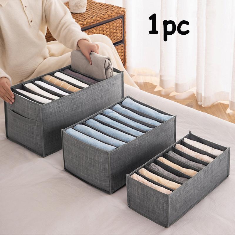 Multi Compartment Clothes Storage Box, 1 Count Non-woven Fabric Jeans Storage Box for Dressers Drawer, Space-saving Clothes & Underwear Storage Box, Home Wardrobe Drawer Organizer