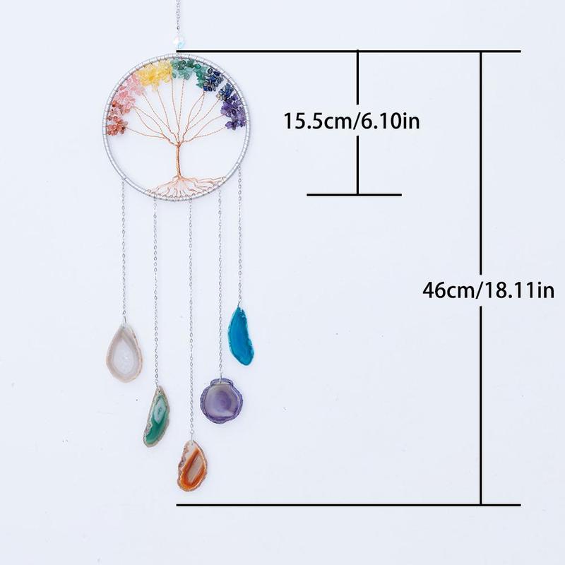 Natural Colorful Agate Dream Catcher, 1 Count Handmade Tree of Life Dream Catcher, Simple Hanging Ornament, Hanging Decor for Home Living Room Garden, Home Decor