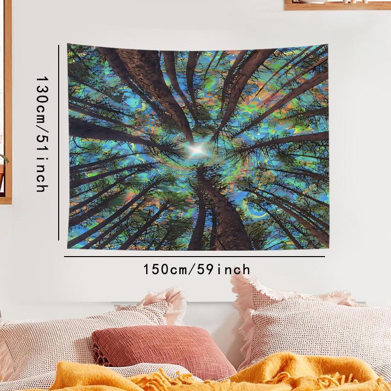 Forest Sky Pattern Tapestry, 1 Count Wall Hanging Decor, Aesthetic Tapestry for Bedroom Home Office Decor with Free Installation Accessories