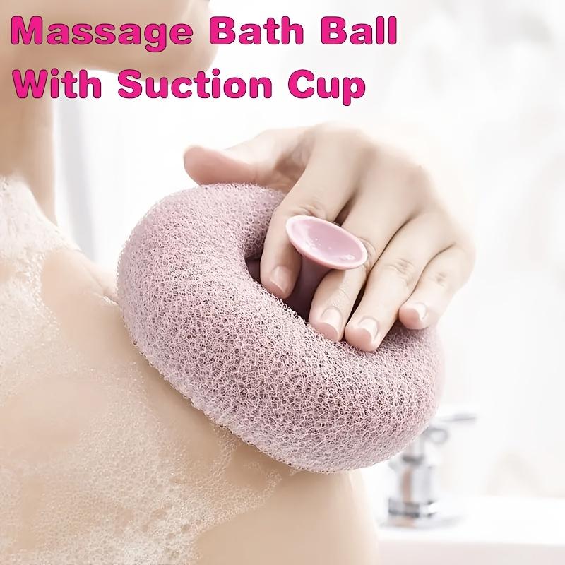 2 PCS Exfoliating Bliss Bath Sponges - 2-in-1 Shower Pouf Scrubbers with Built-in Massage Pad for Enhanced Bathing Experience and Silky Smooth Skin