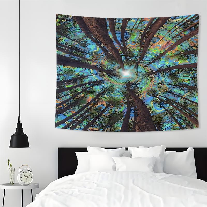 Forest Sky Pattern Tapestry, 1 Count Wall Hanging Decor, Aesthetic Tapestry for Bedroom Home Office Decor with Free Installation Accessories