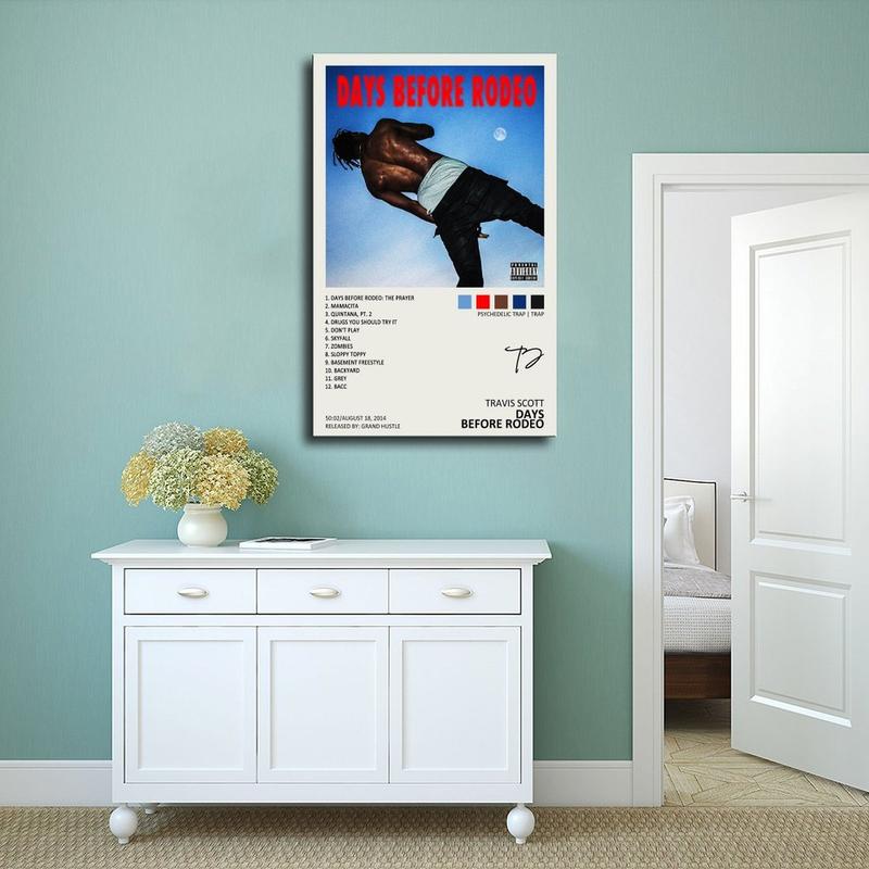 Travis Poster Scott Days Before Rodeo Music Album Cover Signed Limited Poster Canvas Poster Bedroom Decor Sports Landscape Office Room Decor Gift