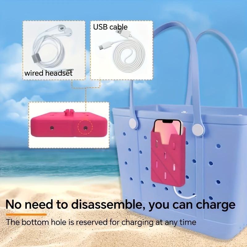 Silicone Storage Bag without Tote Bag, 1 Count Durable Phone & Small Tool Organizer for Bogg Bag, Storage Organizer for Outdoor